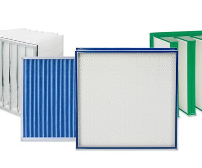 When should the pre-filter in an HVAC system be replaced?