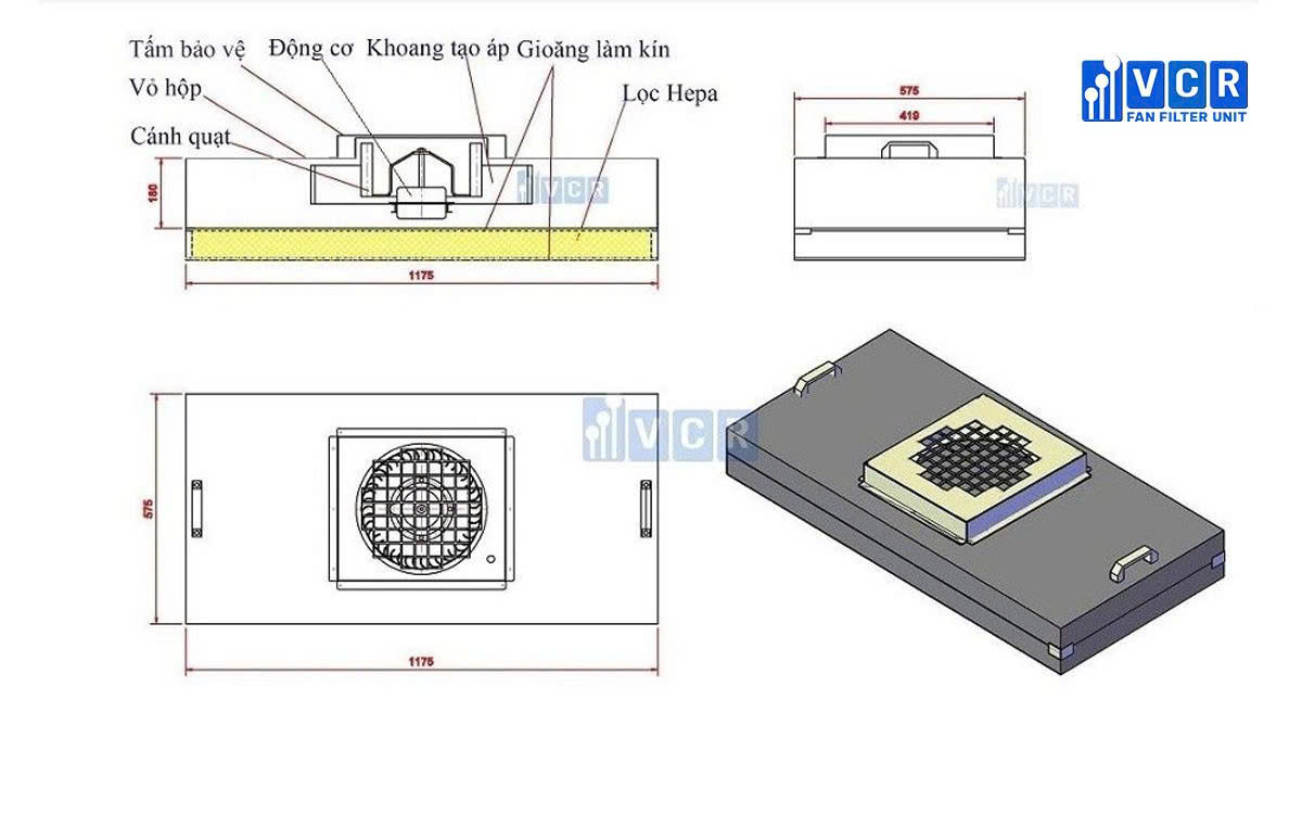 Lọc khí VCR Air Filter, Bộ lọc khí dạng Panel, Lọc HEPA rảnh chất lỏng